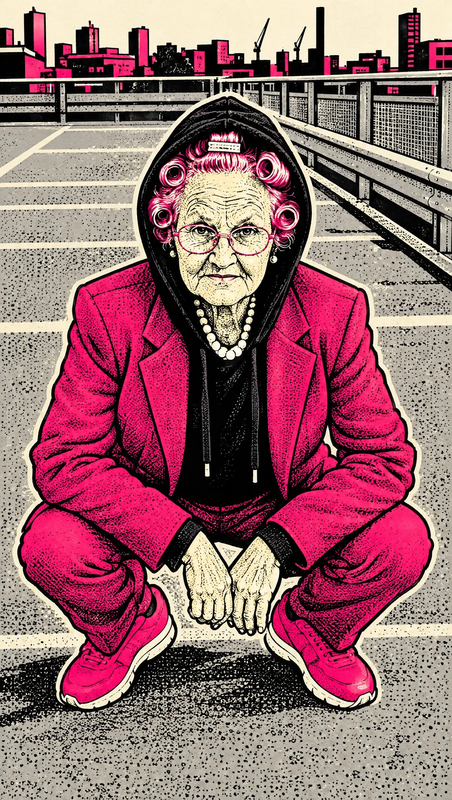 Gladys on a multi-storey car park roof