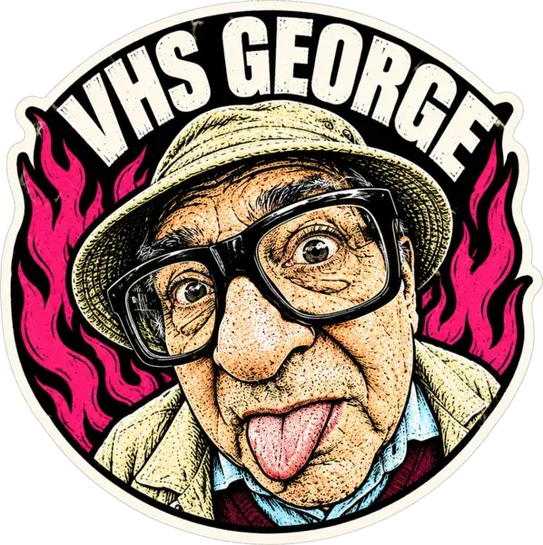 VHS George, tongue out sticker design