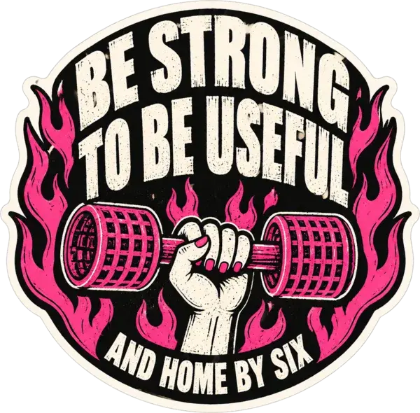Be strong to be useful, home by six sticker design