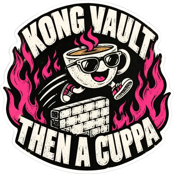 Kong vault, then a cuppa sticker design